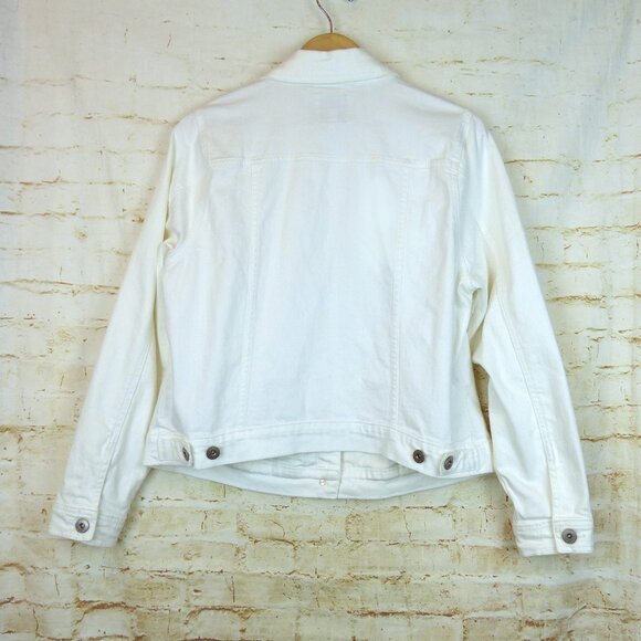 Torrid Jacket Womens Plus Size 1X 14-16 White Denim Trucker Stretch Cotton NWOT - Picture 2 of 13